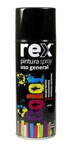 Pintura En Spray Uso General Secado Rápido Rex 400ml Negra