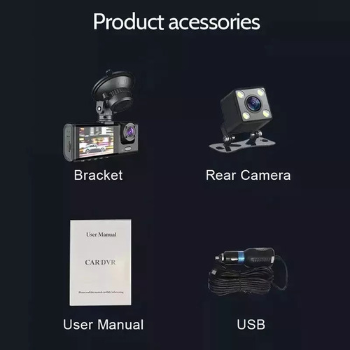 Cámara Frontal Interna Wifi Automotive, Grabación Trasera De