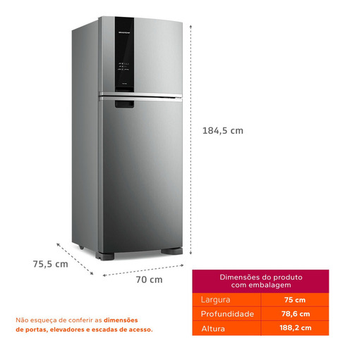 Geladeira Frost Free Brm55fk Duplex 463l Inox Brastemp Inox