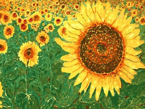 Imagen 1 de 2 de Pintura Por Número Girasoles Diy 30x40 Cm