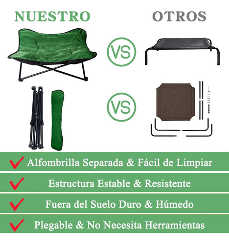 Cama Plegable Elevada Para Perro Gato Con Colchón Lavable