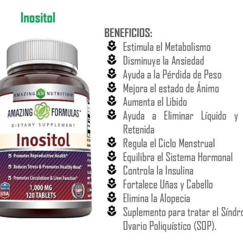 Inositol 1000mg Frasco De 120 Cápsulas