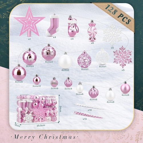 128 Pcs Juego De Adornos De Baile De Navidad, Adornos De Nav