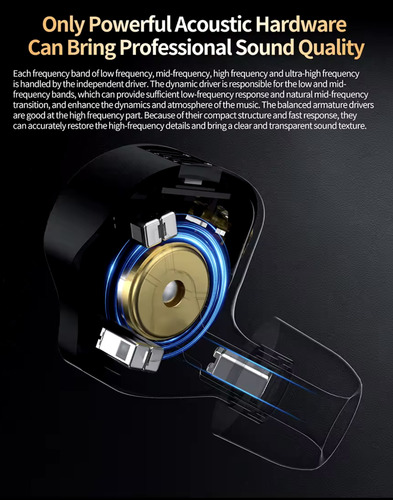 Kz Zs12 Pro X Auricular Metálico 1dd + 5ba Hifi Tuning Mic