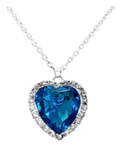Comprar Cadena Con Dije De Corazón Titanic Oceano Azul + Aretes