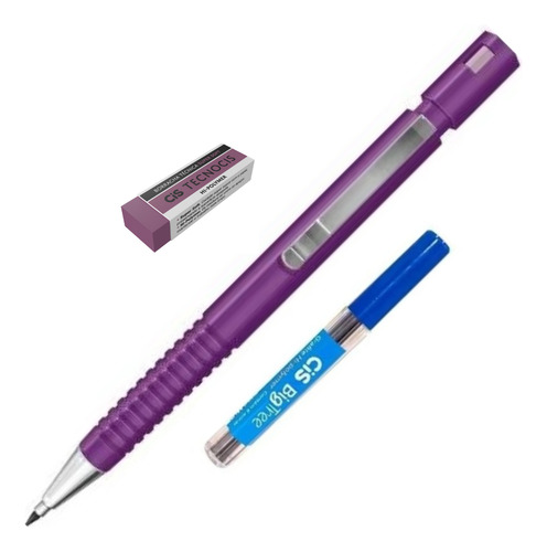 Kit Lapiseira Tecnocis 2.0 Roxa+grafite+borracha Tecno Lilás