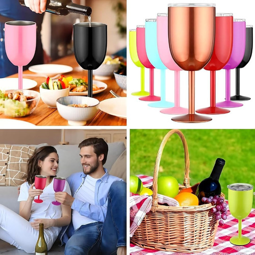 Copa Térmica Vino Cheve Pong De Colores Con Tapa