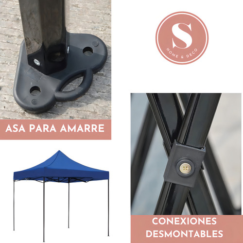 Toldo Plegable 3 X 3 Metros Impermeable Color Azul Terraza