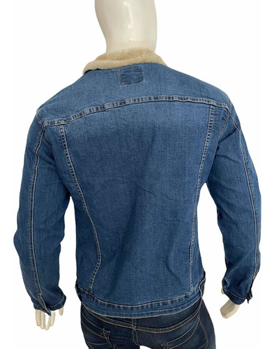 Imagen 10 de 10 de Chamarra Mezclilla Stretch Forro Borrega Hombre Premium Slim