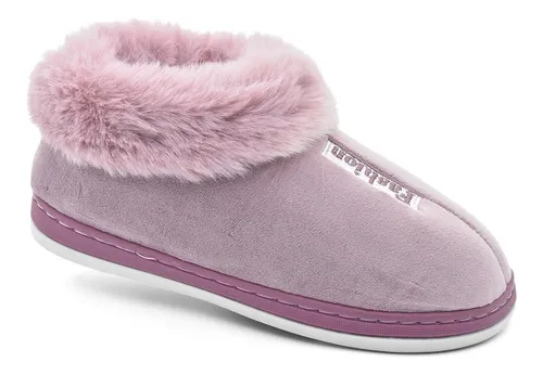 Pantufla Mujer Cerrada Importada Base Goma Piel Fashion