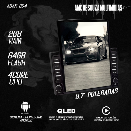 Kit Multimidia Tesla New Civic 9,7p Android Carplay 2gb 64gb