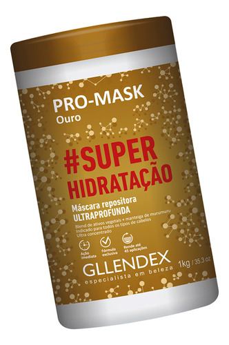 Gllendex Pro Mask Ouro Mascara Pelo Super Hidratacion 1kg