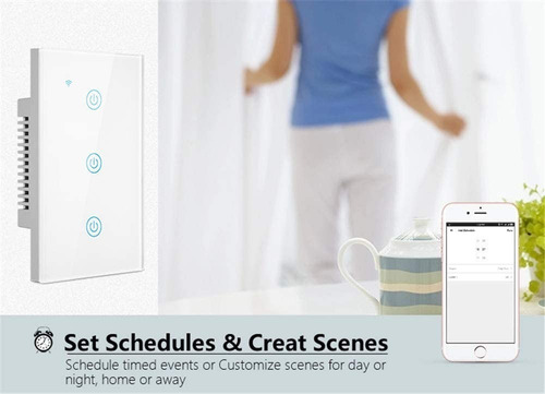 Apagador Inteligente Wifi Touch Triple 3 Botones Interruptor