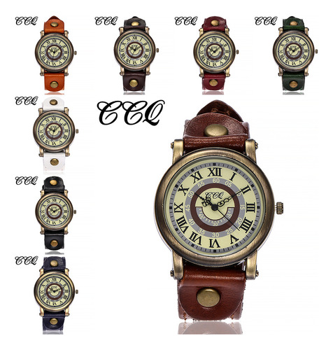 Reloj Casual De Cuero De Cuarzo Ccq Para Mujer, Correa Newv,