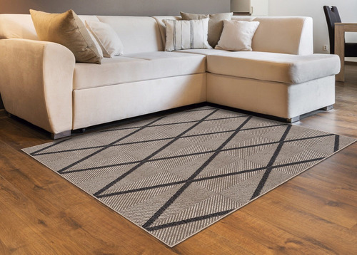 Tapete Para Sala Sisal Geo 3x2 Bege Chumbo J Serrano