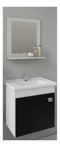 Móveis para banheiro MGM Móveis  Kit Íris de 44.8cm de largura, 46cm de altura e 31.5cm de profundidade, com pia colorida branco e móveis branco/preto