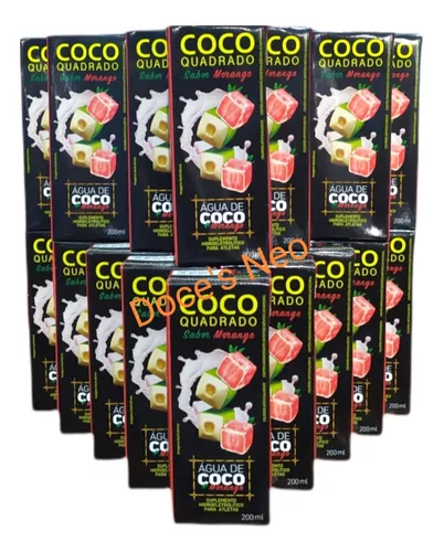 Água de Coco - Coco Quadrado 1L Sabor Morango (Caixa com 12 unidades) - Coco  Quadrado