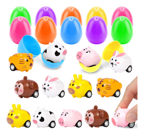 12 Huevo Pascua Relleno Auto Traccion Animal Mini Vehiculo S