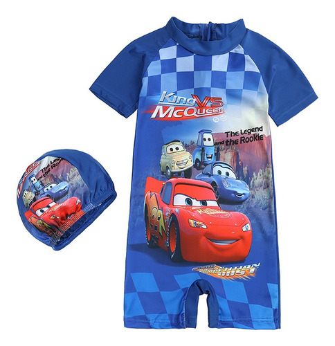 Traje De Baño Y Gorro Natación Cars Lightning Mcqueen Niños