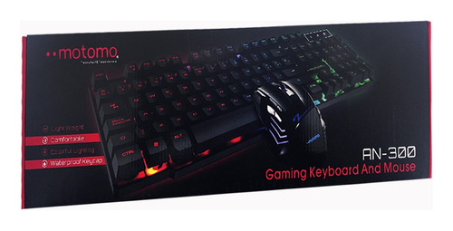 Imagen 2 de 2 de Kit Teclado Y Mouse Gamer Luces Led De Colores Km300