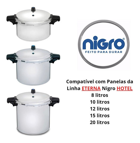 Borracha Panela De Pressão Industrial Nigro 12-15-20 Litros Cor Cinza