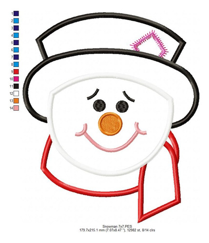 Matriz Para Bordados Maquina Navidad Muneco De Nieves 1213