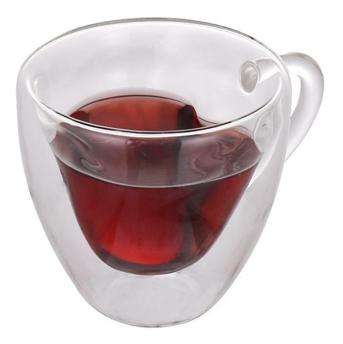Imagem 4 de 4 de Xicara De Vidro Duplo Coração - 80 Ml