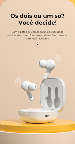 Fone De Ouvido Qcy T13 Com 4 Microfones E Bluetooth 5.1 Bh22dt10a Cor Branco Branco