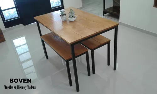 Banqueta de Hierro y Madera, Muebles de Diseño