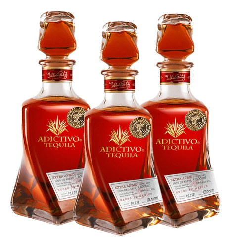 Pack De 3 Tequila Extra Añejo 100% Adictivo 750ml