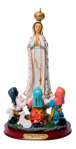 Virgen De Fatima Con Pastores De 20 Cm