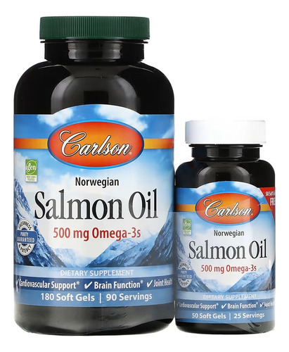 Carlson Labs Aceite De Salmon Omega 3 500mg 180 + 50caps Sabor Sin Sabor