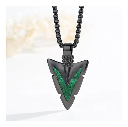 Yymqmq Collar Con Punta De Flecha De Malaquita Negra Para Y