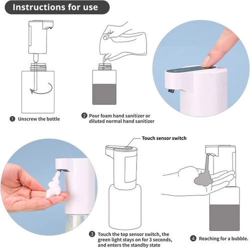 Dispensador Automático Jabón Liquido 350ml Espuma Calidad