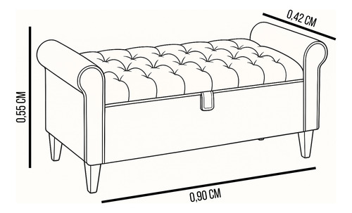 Baú Recamier Divã Paris 90cm Solteiro Com Capitonê - Lv