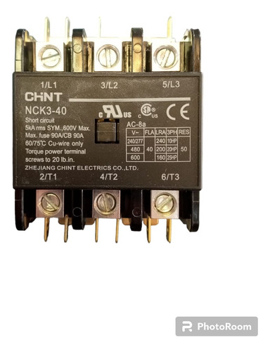 Contactor Para Aire Acon 3x40 24vac Nck3 Chint. 02083