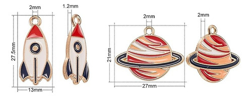2 Collar Para Niña Y Niño, Cohete, Planeta, Astronauta 2pack