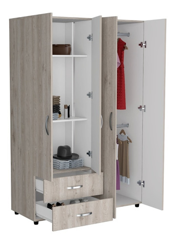 Closet Ankora Basic 180 X 120 X 47 Rta Ceniza Blanco