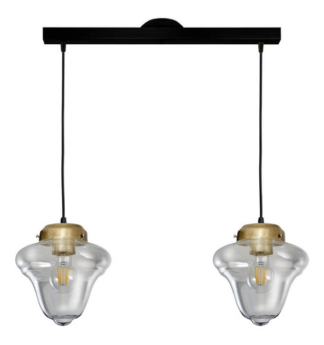 Colgante 2 Luces Rosario Dorado Vintage Deco Apto Led E27