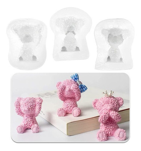 3pcs Molde Jabón Silicona Oso Peluche Molde Pastel Fondant