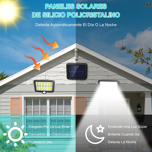 M 2pzs 240led Lampara Solar Exterior Pared Sensor
