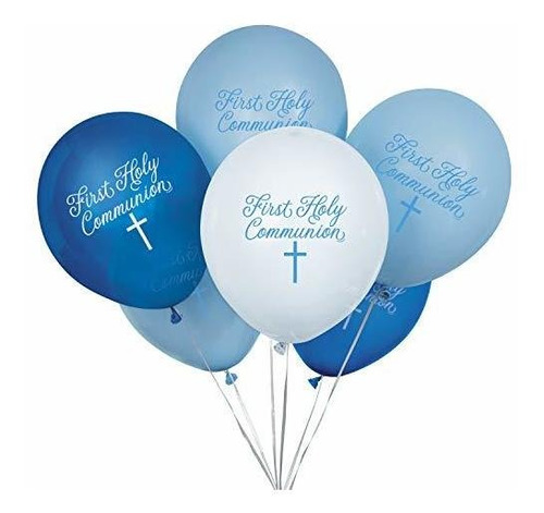 Fancy Cross Globos De Látex Primera Comunión I Azul I 8 Pzas