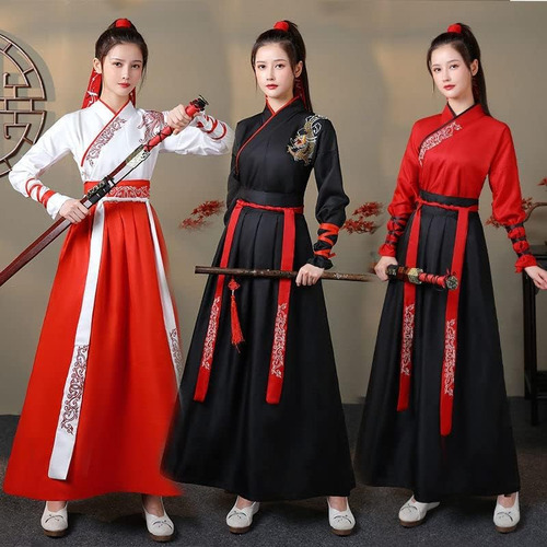 Traje De Espadachín Chino Tradtional Hanfu Outfit Ancient +