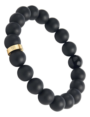 Brazalete De Cuentas De Ónix Macizo Negro Mate De 10 Mm Para