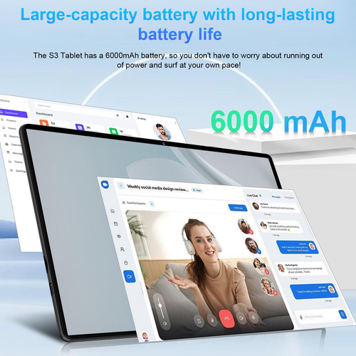 Tablet Suaat 10.1 Android 14 20 Gb Ram 128 Gb Rom 1 Tb Negr