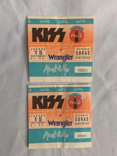 Entradas Recital Kiss Obras Sanitarias 1994 Precio C/u