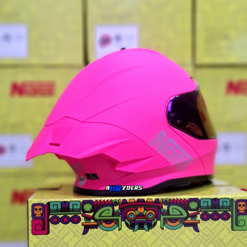 Casco Moto Super Deportivo Abatible Noss X90 Certificado Rosa Mate Solido 2xl