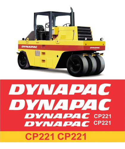 Kit Adesivos Rolo Compactador Compatível Com Dynapac Cp221 Cor DYNAPAC CP-221
