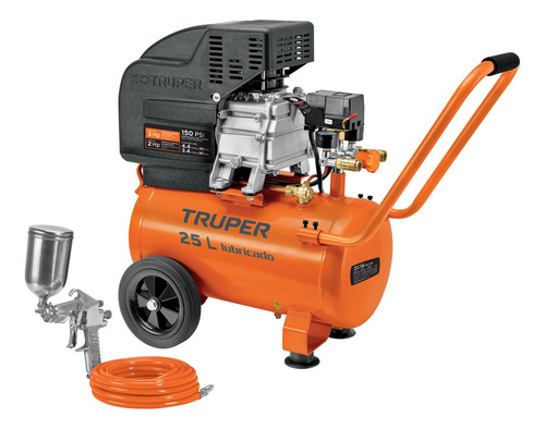 Kit Compresor De Aire 25l Manguera Y Pistola Truper 100300