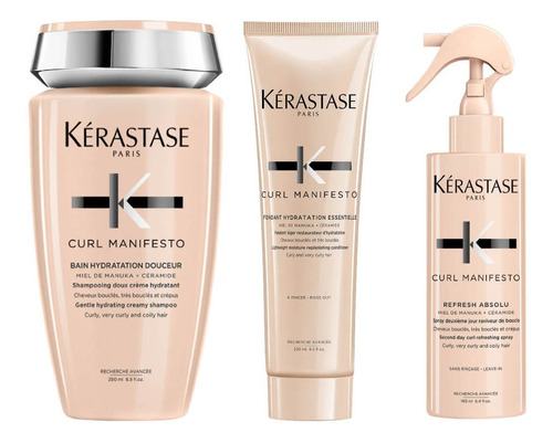 Combo Kerastase Curl Manifesto Shampoo+acondicionador+spray